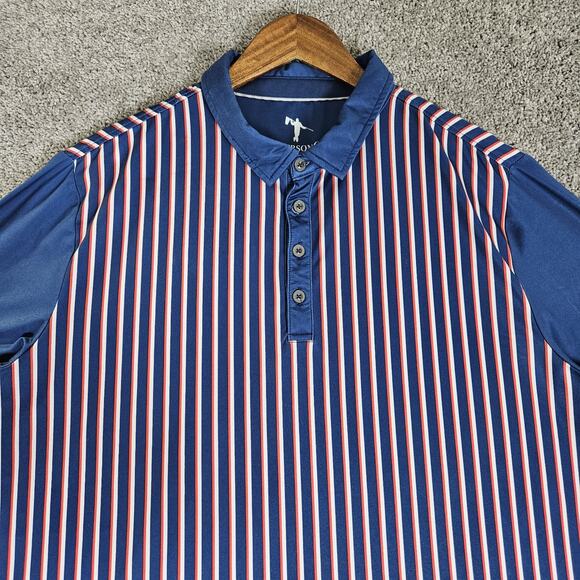 Anderson Ord Shirt Mens 2XL Blue Golf Polo Stripes Performance Stretch Preppy - Picture 1 of 13